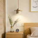 Stone and wood pendant light with adjustable cord