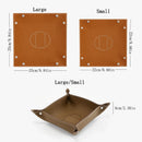 Foldable leather storage tray for various items