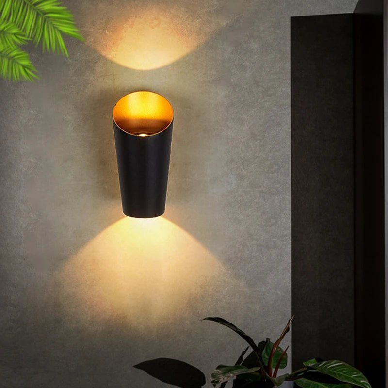 Waterproof LED double spiral wall light for garden and balcony