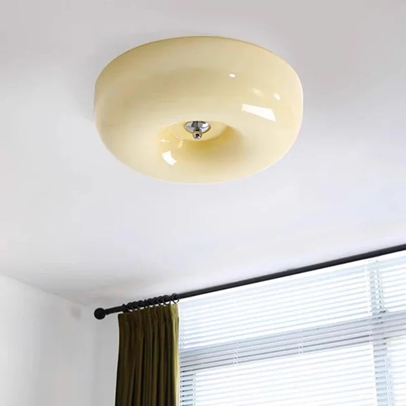 Vintage glass LED ceiling light Bauhaus style for home