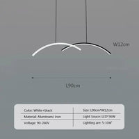 Modern LED chandelier with remote control and simple line