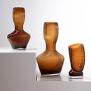 abstract glass sculpture with decorative stripes for interior decoration