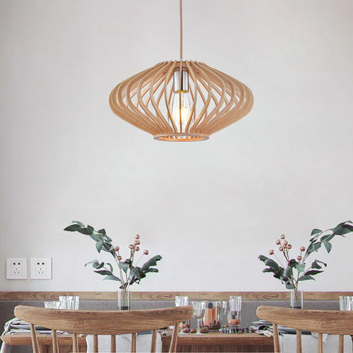 Retro wooden pendant light for kitchen island - vue 6 sur 9