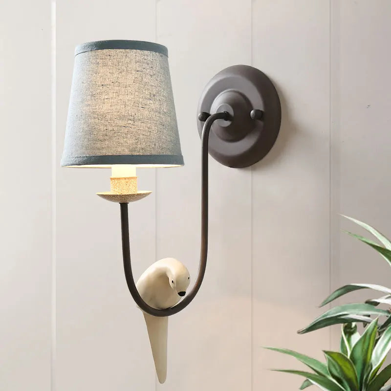 American French antique wall light with bird decoration