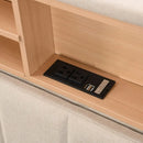 Bed frame bedroom furniture: headboard with storage and USB ports, full, gray modern upholstered platform bed