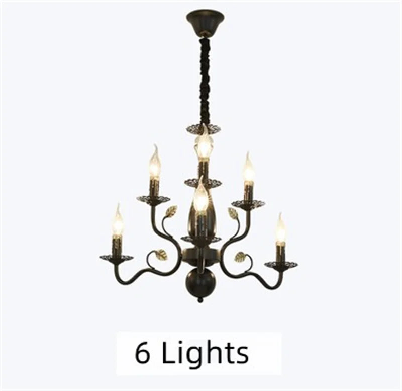 Classic American country style retro wrought iron chandelier - vue 12 sur 12