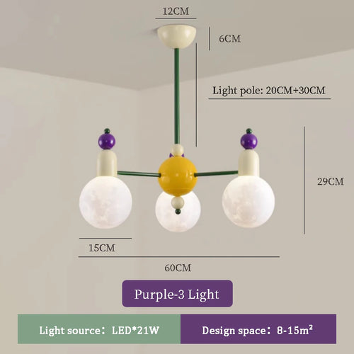 Modern chandelier for children's room nordic design bright and colourful - vue 10 sur 12