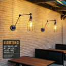 Nordic telescopic wall lamp with adjustable swivel arm and hemp rope