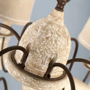 Vintage American wooden chandelier with fabric birds