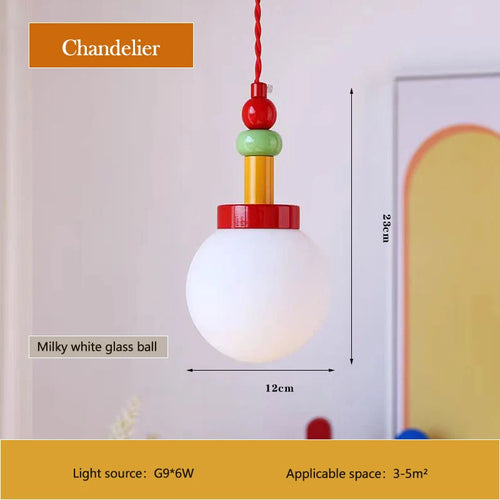 Colourful glass chandelier for children's princess bedroom - vue 9 sur 8