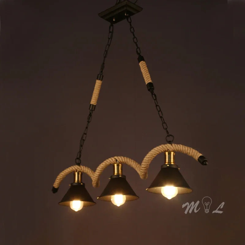 Retro hemp rope pendant light for vintage interiors