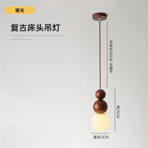 Japanese solid wood pendant light wabi sabi style for interiors - vue 9 sur 8