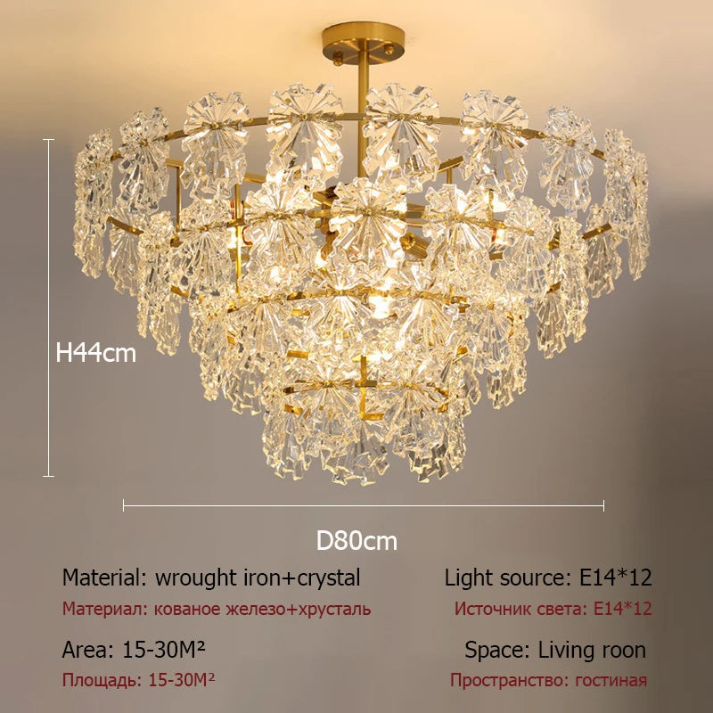 Modern crystal chandelier with floral design pendant light