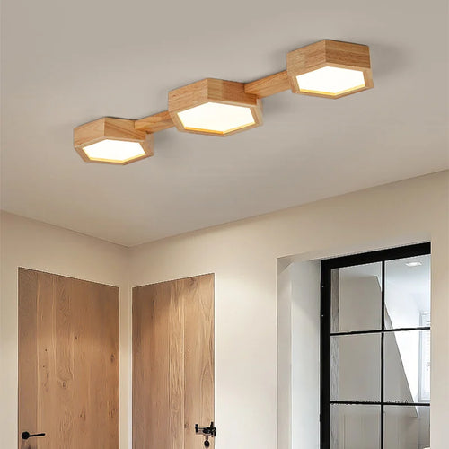 plafonnier led en bois pour décoration intérieure moderne - vue 5 sur 12
