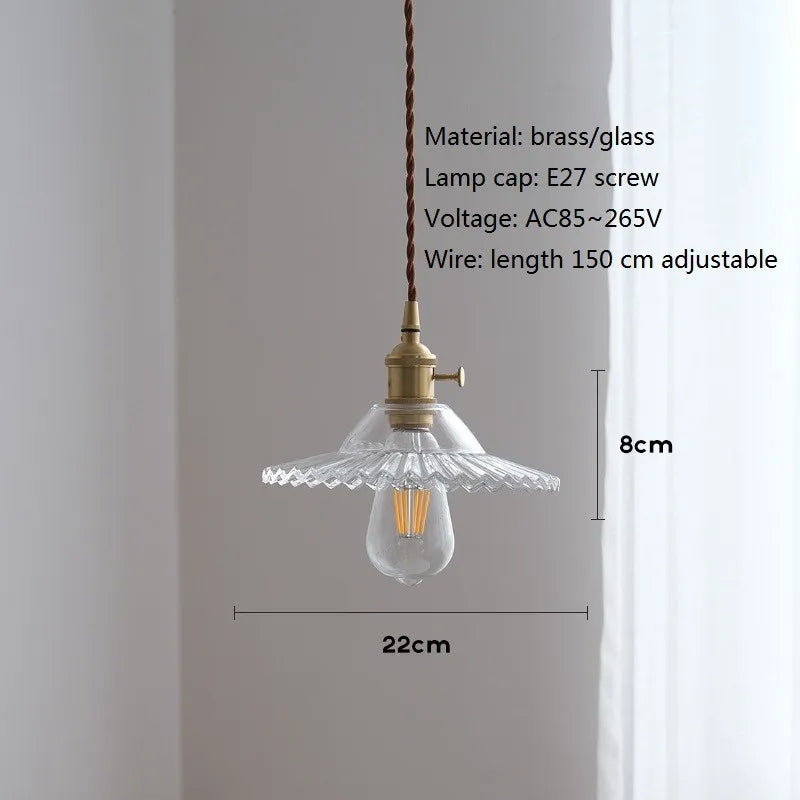 Nordic vintage glass and brass pendant light - vue 9 sur 10
