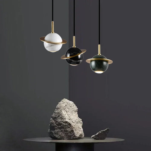 Nordic style natural marble circular chandelier for bars and restaurants - vue 4 sur 9