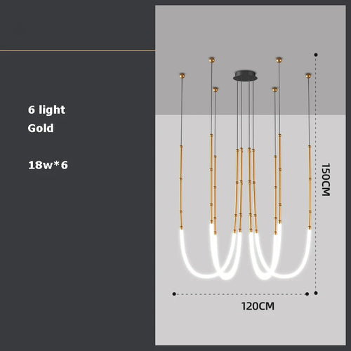 Art deco LED pendant chandelier - vue 11 sur 16