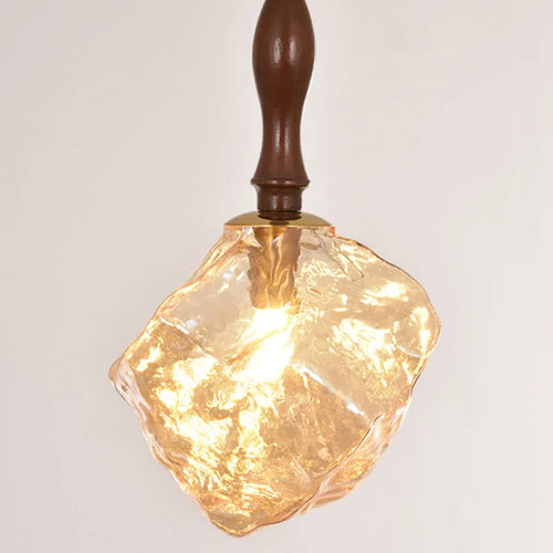 Amber glass ice block style chandeliers for restaurant and bar - vue 6 sur 10