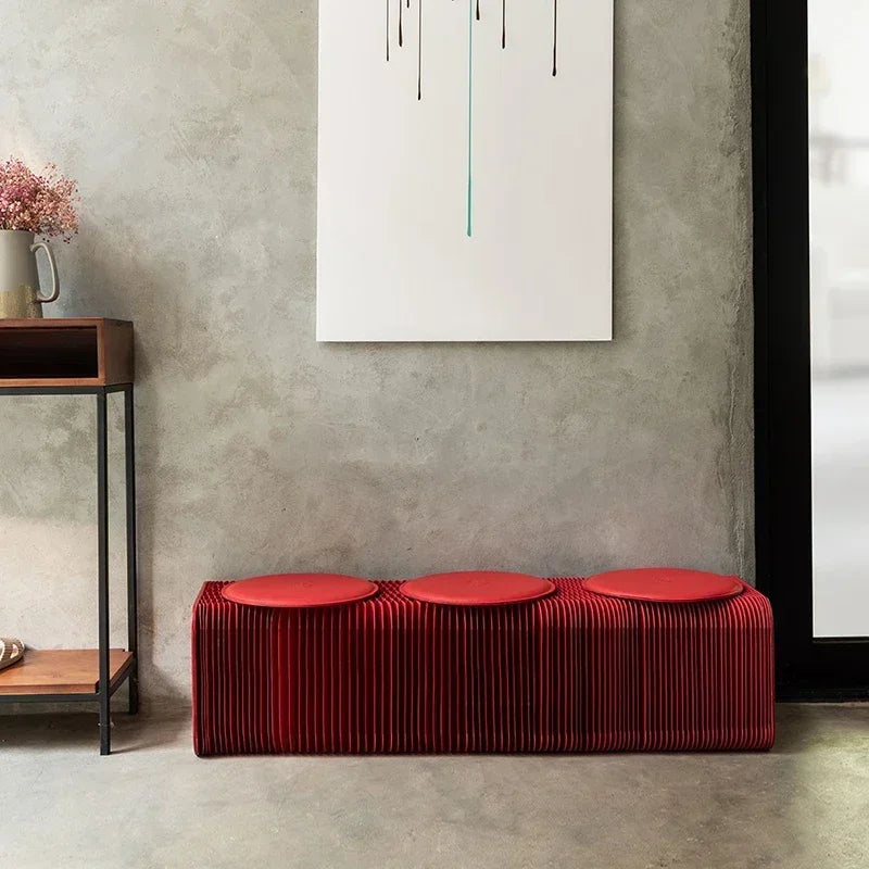 Creative and Environmentally Friendly Folding Retractable Low Stool, Fashionable Bench, Home and Restaurant, Paper Folding Chair - vue 9 sur 22