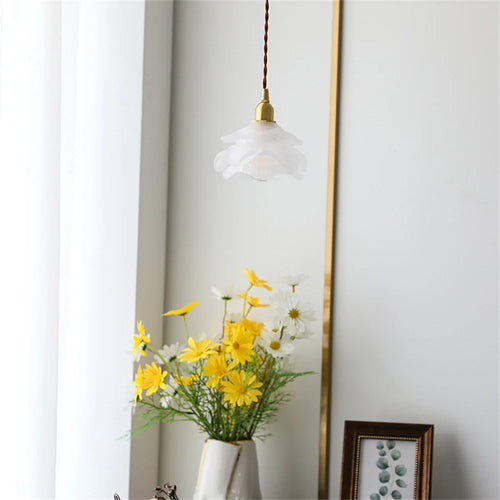Nordic vintage glass and brass pendant light for home lighting - vue 6 sur 8