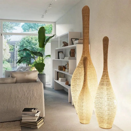 Wabi sabi bamboo floor lamp for unique interior decor - vue 2 sur 18