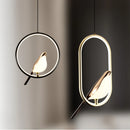 Nordic gold acrylic LED chandelier with bird bar pendants
