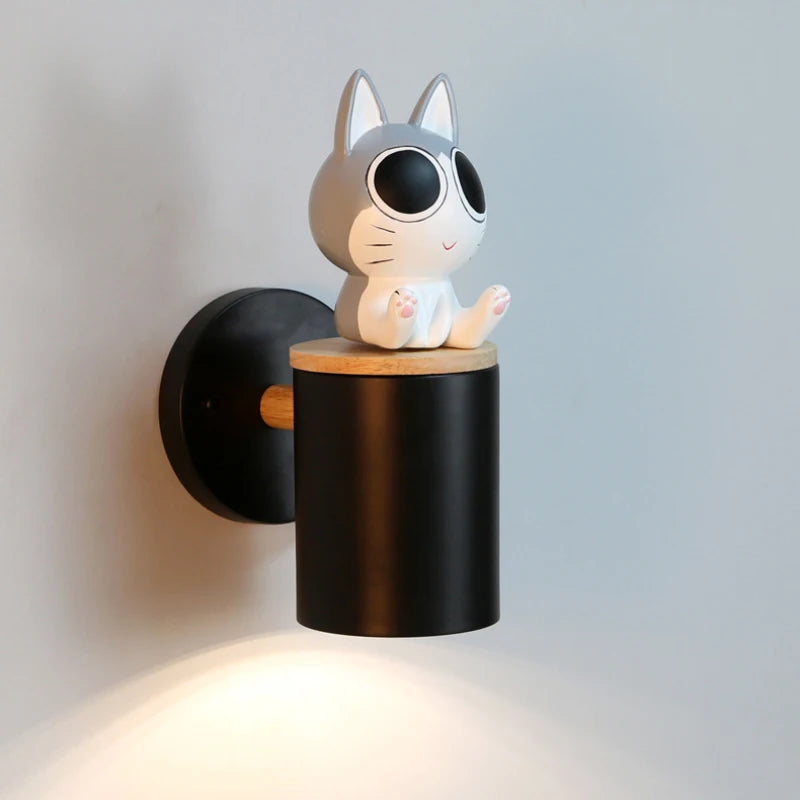 Cute cat wall light with big eyes for children