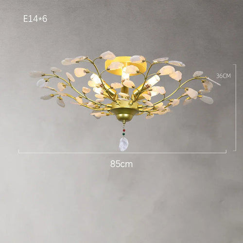 Natural agate LED chandelier ideal for romantic décor - vue 12 sur 15