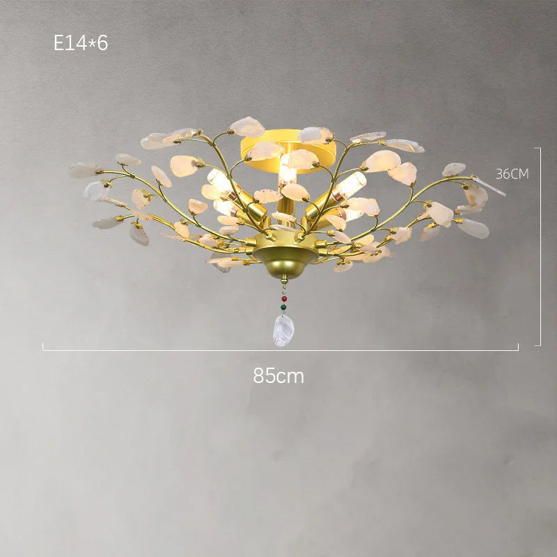 Natural agate LED chandelier ideal for romantic décor - vue 11 sur 15