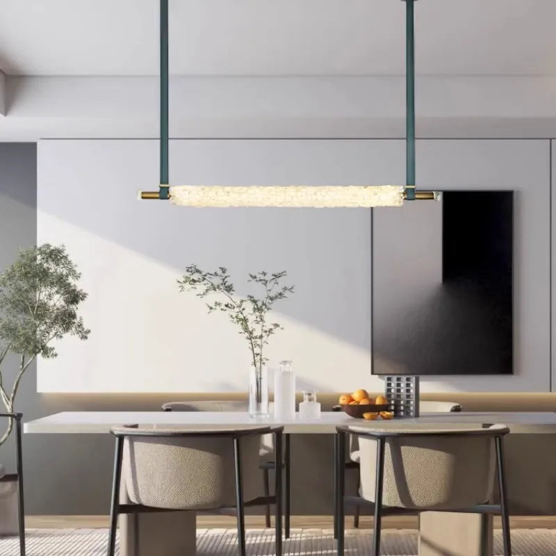 Natural crystal designer pendant light with leather belt
