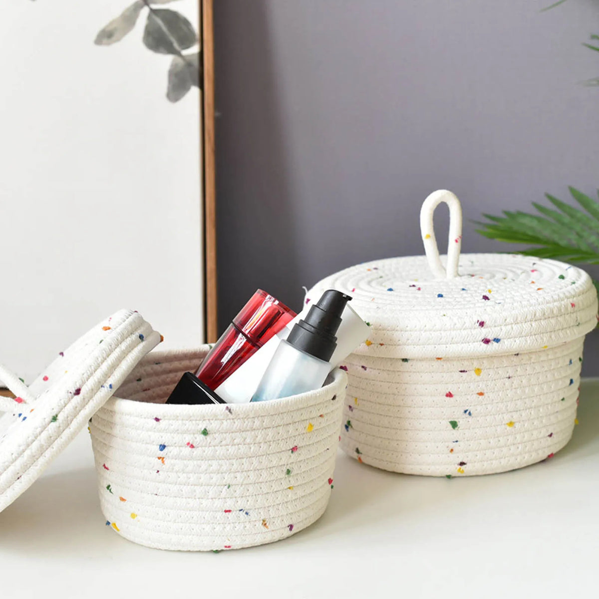 handwoven cotton basket for decorative storage - vue 3 sur 15