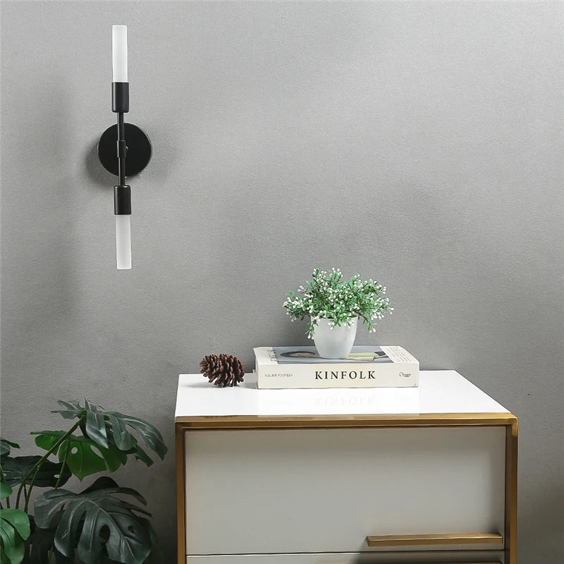 Modern minimalist glass wall light 2 heads - vue 6 sur 8
