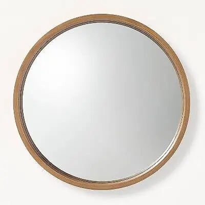 Modern round wall mirror in natural rustic magnolia