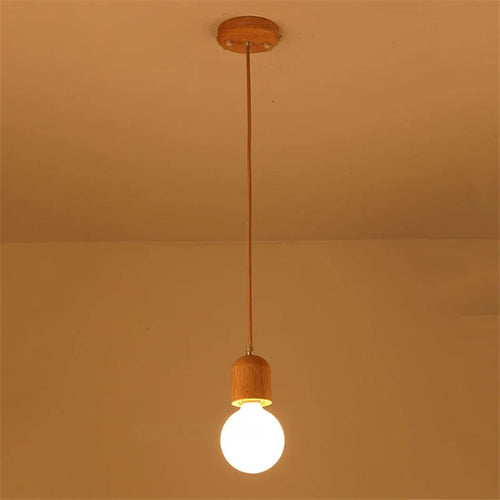 Vintage oak wood pendant light modern design - vue 14 sur 15