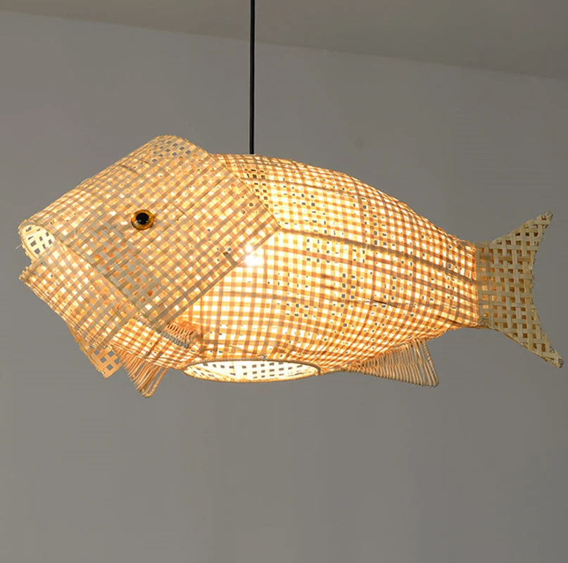 Bamboo carp pendant light