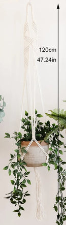 handmade macrame hanging plant holder made of natural cotton