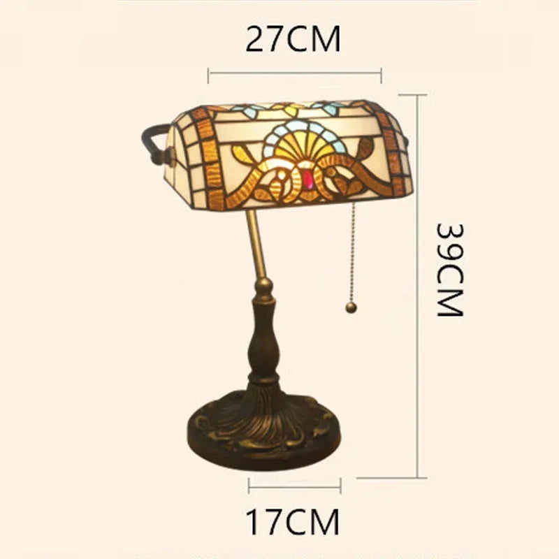 Nordic retro table lamp with stained glass, baroque Mediterranean decor - vue 4 sur 6