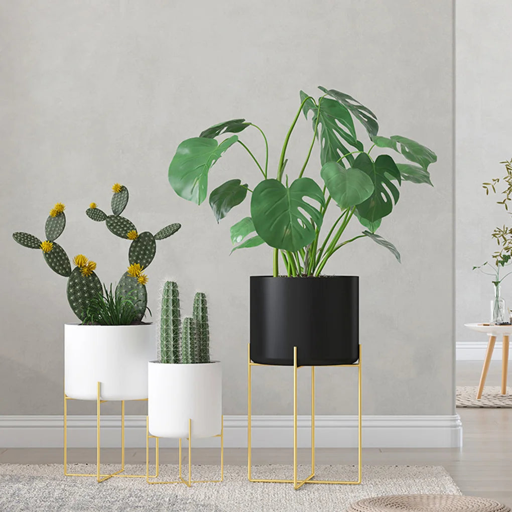 illuminated metal plant stand for indoor and outdoor use