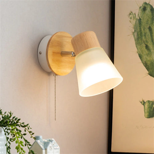 Modern rotating wall light with pull cord switch - vue 4 sur 8