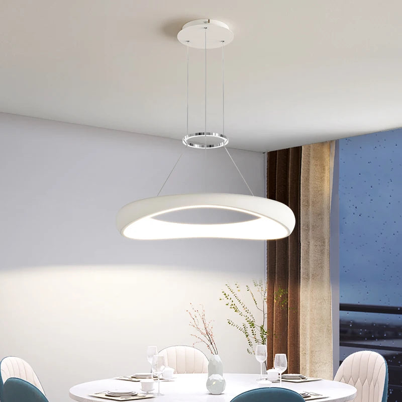 Modern Nordic LED ring chandelier for restaurant and bar