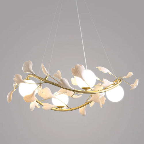 Modern LED chandelier with elegant ginkgo leaf petal design - vue 5 sur 9