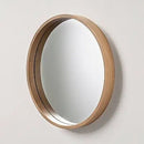 Modern round wall mirror in natural rustic magnolia