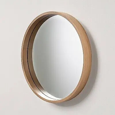 Modern round wall mirror in natural rustic magnolia - vue 2 sur 4