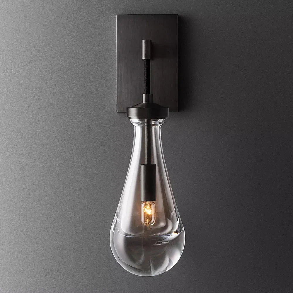 Retro deluxe water drop wall light with modern black rope LED for indoor decor