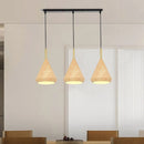 Nordic metal chandelier with wood-effect for minimalist interior decor