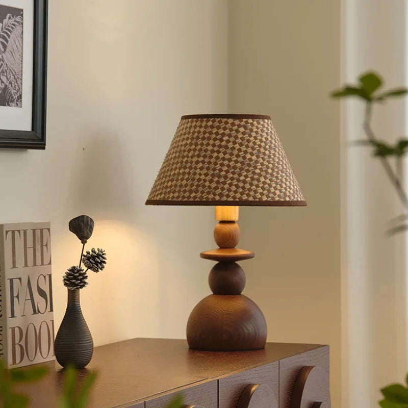 medieval solid wood table lamp simple retro design