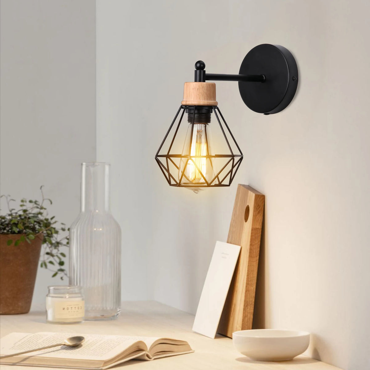 Wood and wrought iron lampshade - vue 5 sur 8