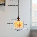modern adjustable colored glass pendant light with wooden wire