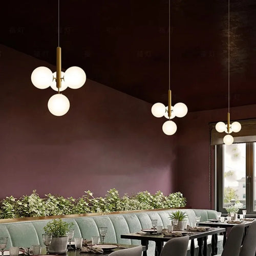 Nordic style milky glass chandelier for interior decoration - vue 6 sur 10