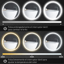 round mirror with adjustable LED lights anti-fog silver
